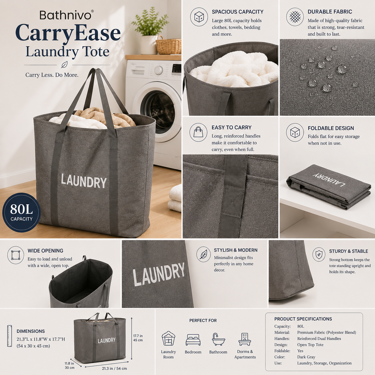 Bathnivo® CarryEase Laundry Tote