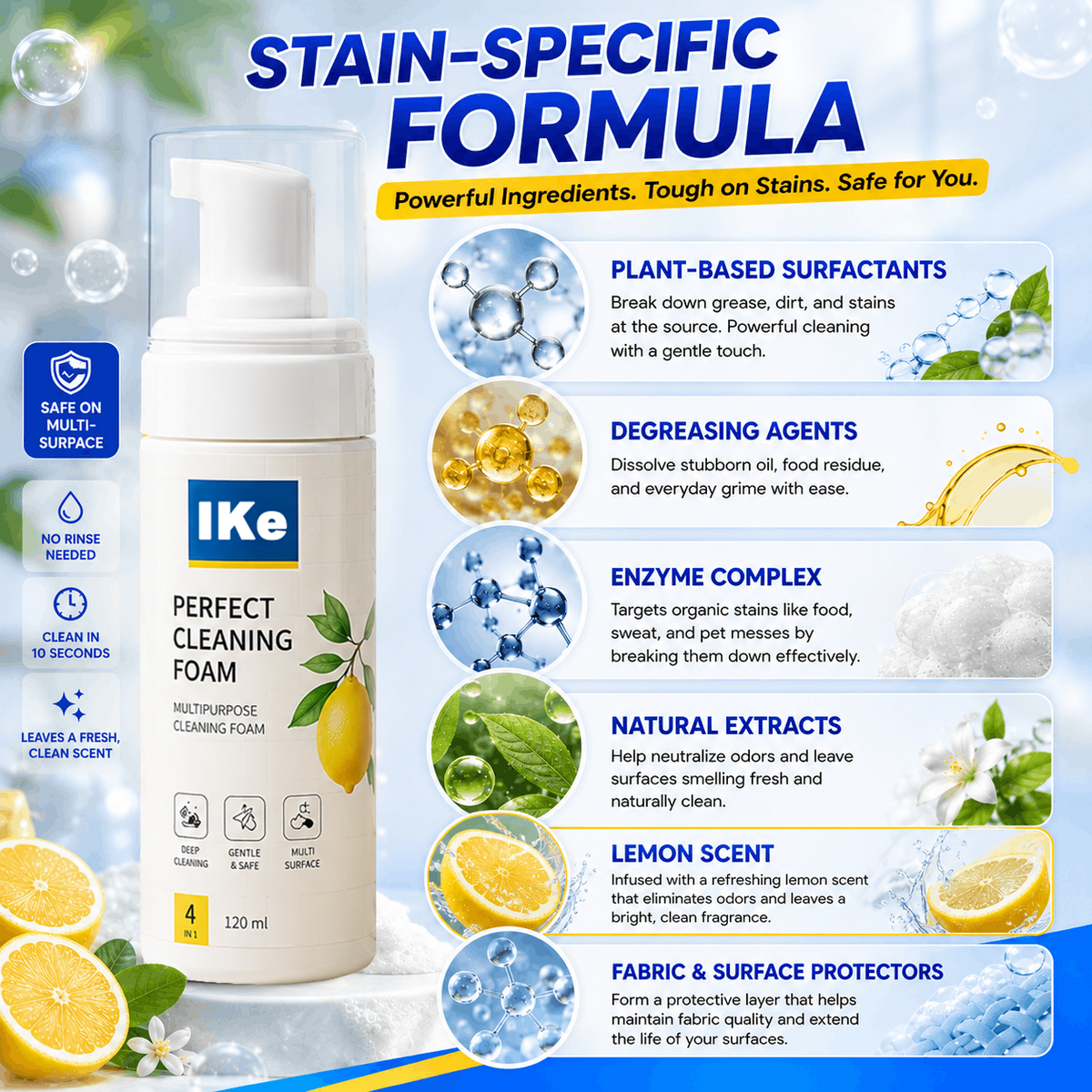 🔥Last Day 60% OFF - Foam No-Rinse Cleaner — Spray, Wipe & Done