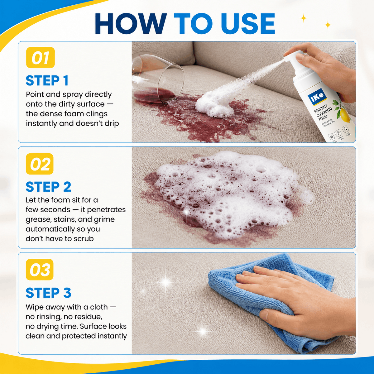 🔥Last Day 60% OFF - Foam No-Rinse Cleaner — Spray, Wipe & Done