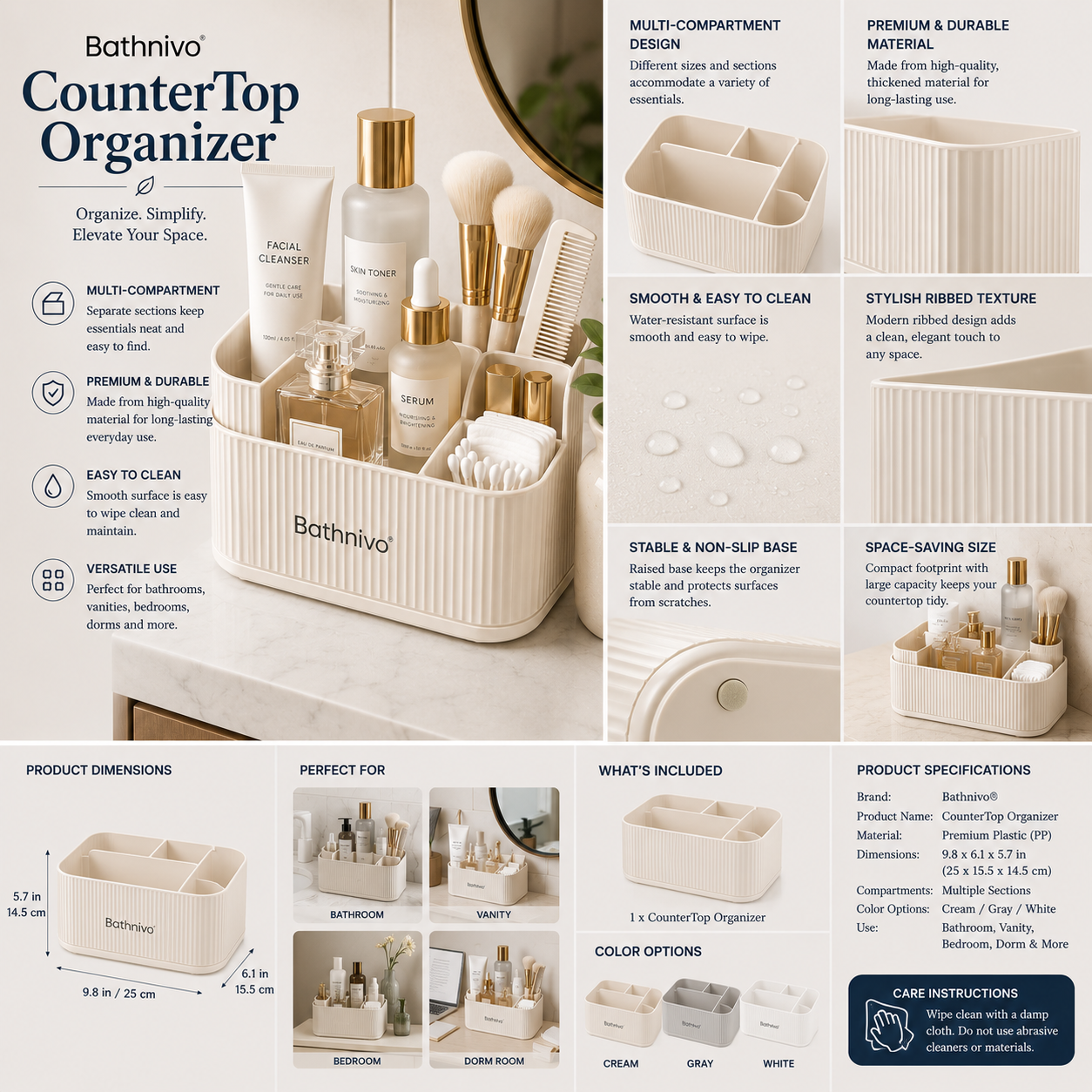 Bathnivo® CounterTop Organizer