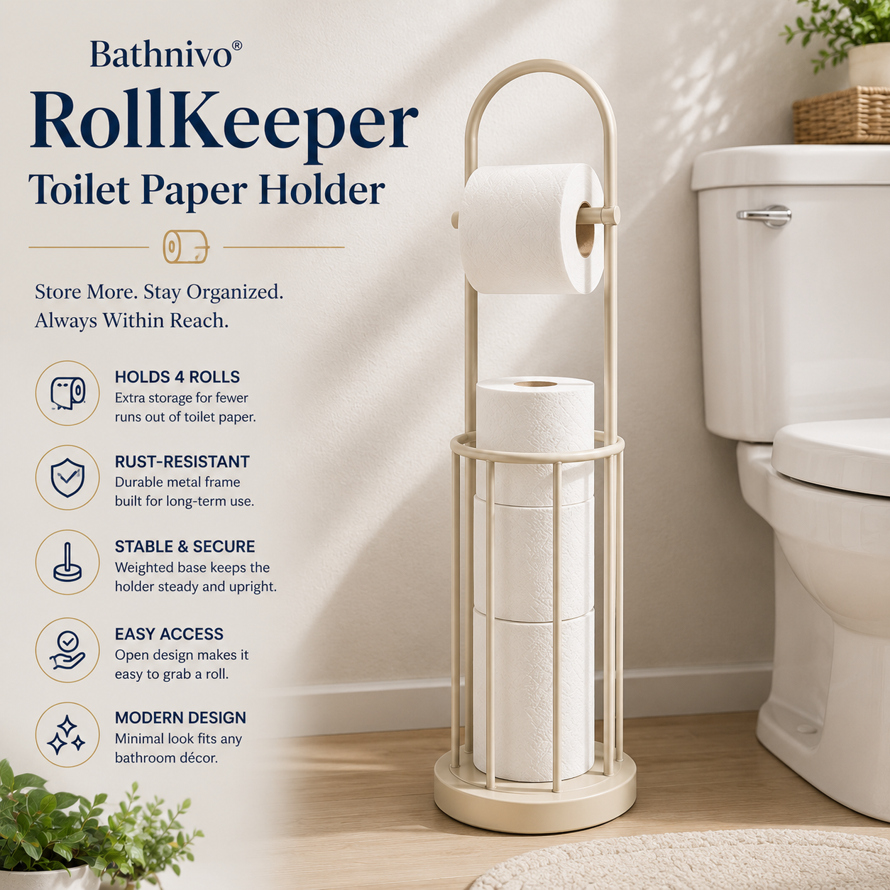 Bathnivo® RollKeeper Toilet Paper Holder