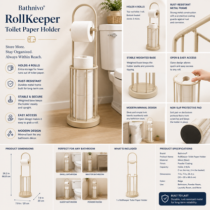 Bathnivo® RollKeeper Toilet Paper Holder