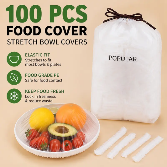 💥Offre Spéciale💥 Couvre-Bols Extensibles Jetables 100PCS | Conservation Facile des Aliments