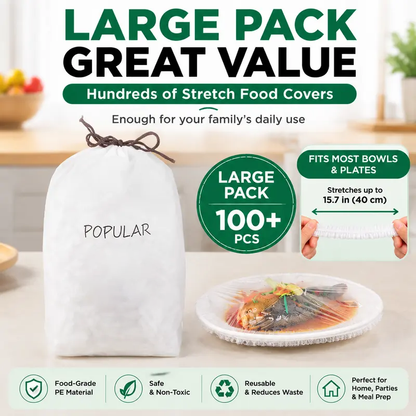 💥Offre Spéciale💥 Couvre-Bols Extensibles Jetables 100PCS | Conservation Facile des Aliments