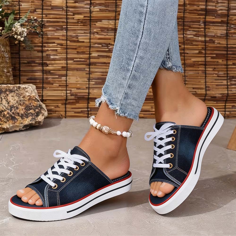 𝐋𝐀𝐒𝐓 𝐃𝐀𝐘: 𝟖𝟎% 𝐎𝐅𝐅🏆: Comfortable Women's Denim Canvas Slip-On Sandals