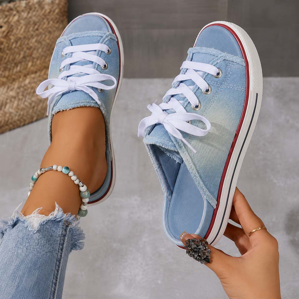 𝐋𝐀𝐒𝐓 𝐃𝐀𝐘: 𝟖𝟎% 𝐎𝐅𝐅🏆: Comfortable Women's Denim Canvas Slip-On Sandals