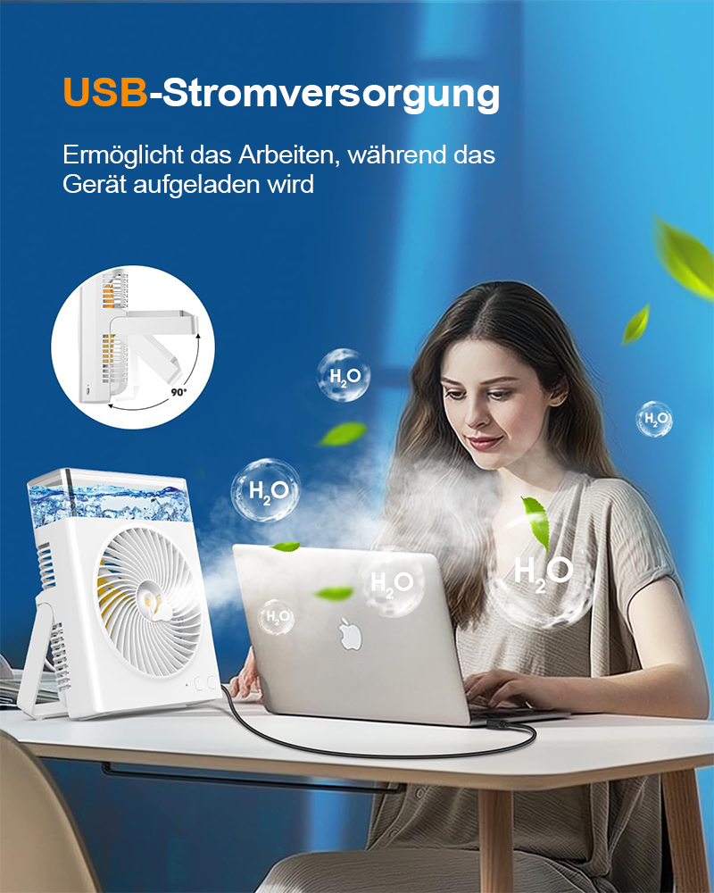 ❄️ BVJ Portable Misting Fan with 600ml Water Tank | ❄️Up to 30H Battery Life • USB Rechargeable • Quiet & Compact | Perfect for Home, Office, Camping & Travel