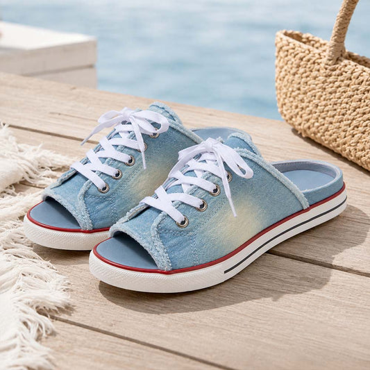 𝐋𝐀𝐒𝐓 𝐃𝐀𝐘: 𝟖𝟎% 𝐎𝐅𝐅🏆: Comfortable Women's Denim Canvas Slip-On Sandals