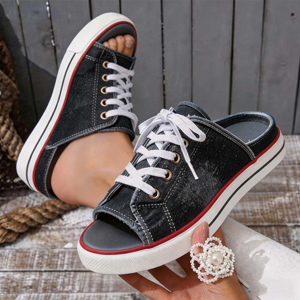 𝐋𝐀𝐒𝐓 𝐃𝐀𝐘: 𝟖𝟎% 𝐎𝐅𝐅🏆: Comfortable Women's Denim Canvas Slip-On Sandals