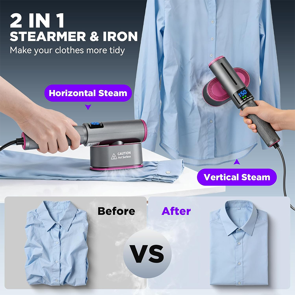 🔥 𝑳𝑨𝑺𝑻 𝑫𝑨𝒀 𝑺𝑨𝑳𝑬-𝟖𝟎% 𝑶𝑭𝑭 🔥 1200W 2-in-1 Handheld Garment Steamer & Iron – Fast Heat-Up, Portable Travel Steamer