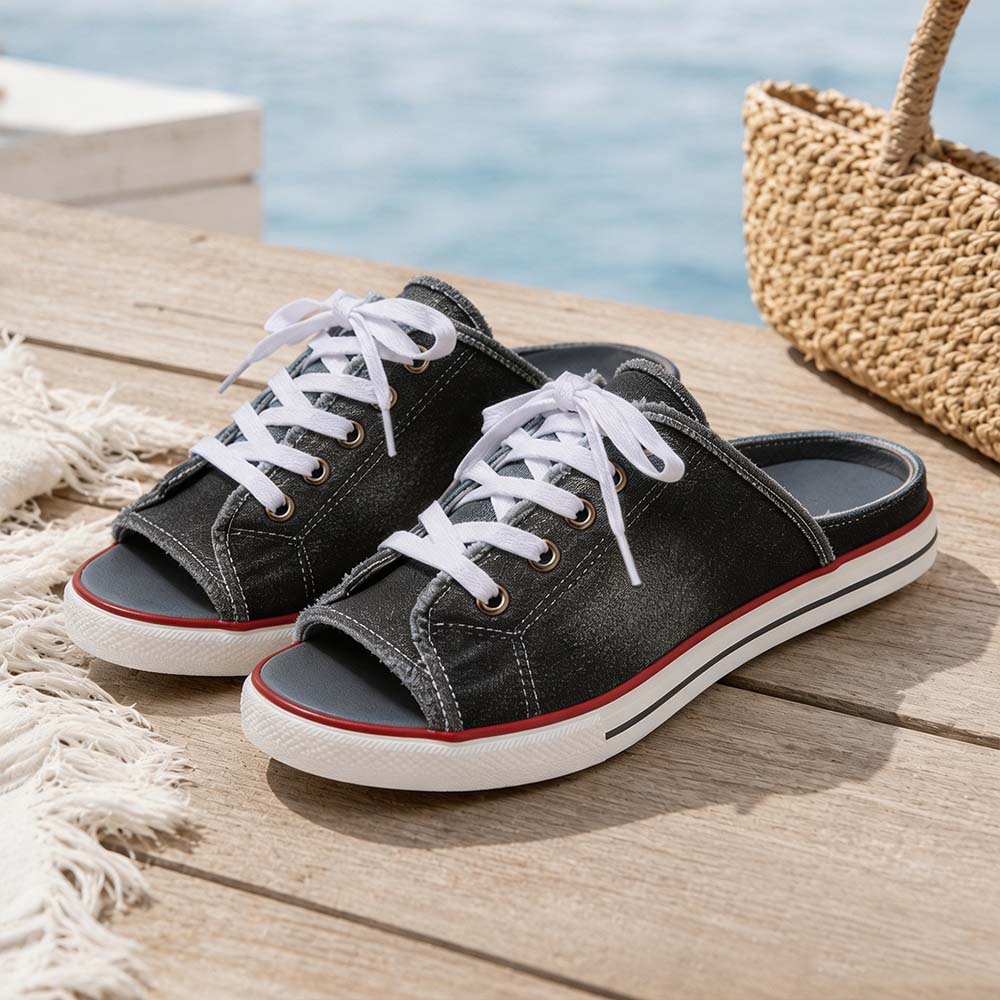 𝐋𝐀𝐒𝐓 𝐃𝐀𝐘: 𝟖𝟎% 𝐎𝐅𝐅🏆: Comfortable Women's Denim Canvas Slip-On Sandals
