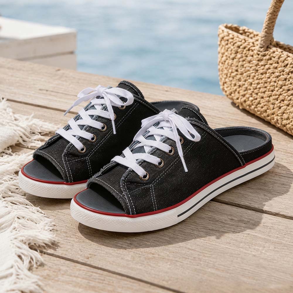 𝐋𝐀𝐒𝐓 𝐃𝐀𝐘: 𝟖𝟎% 𝐎𝐅𝐅🏆: Comfortable Women's Denim Canvas Slip-On Sandals