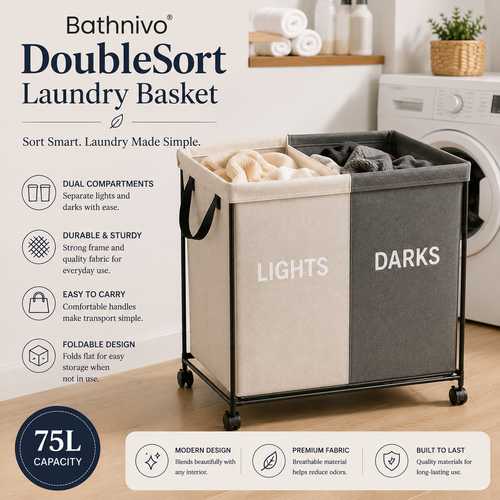 Bathnivo® DoubleSort Laundry Basket