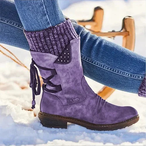 🔥𝑳𝑨𝑺𝑻 𝑫𝑨𝒀 𝑺𝑨𝑳𝑬-𝟖𝟎% 𝑶𝑭𝑭✨Women's Winter Low Barrel Orthotic Bow Support Wool Warm Boots