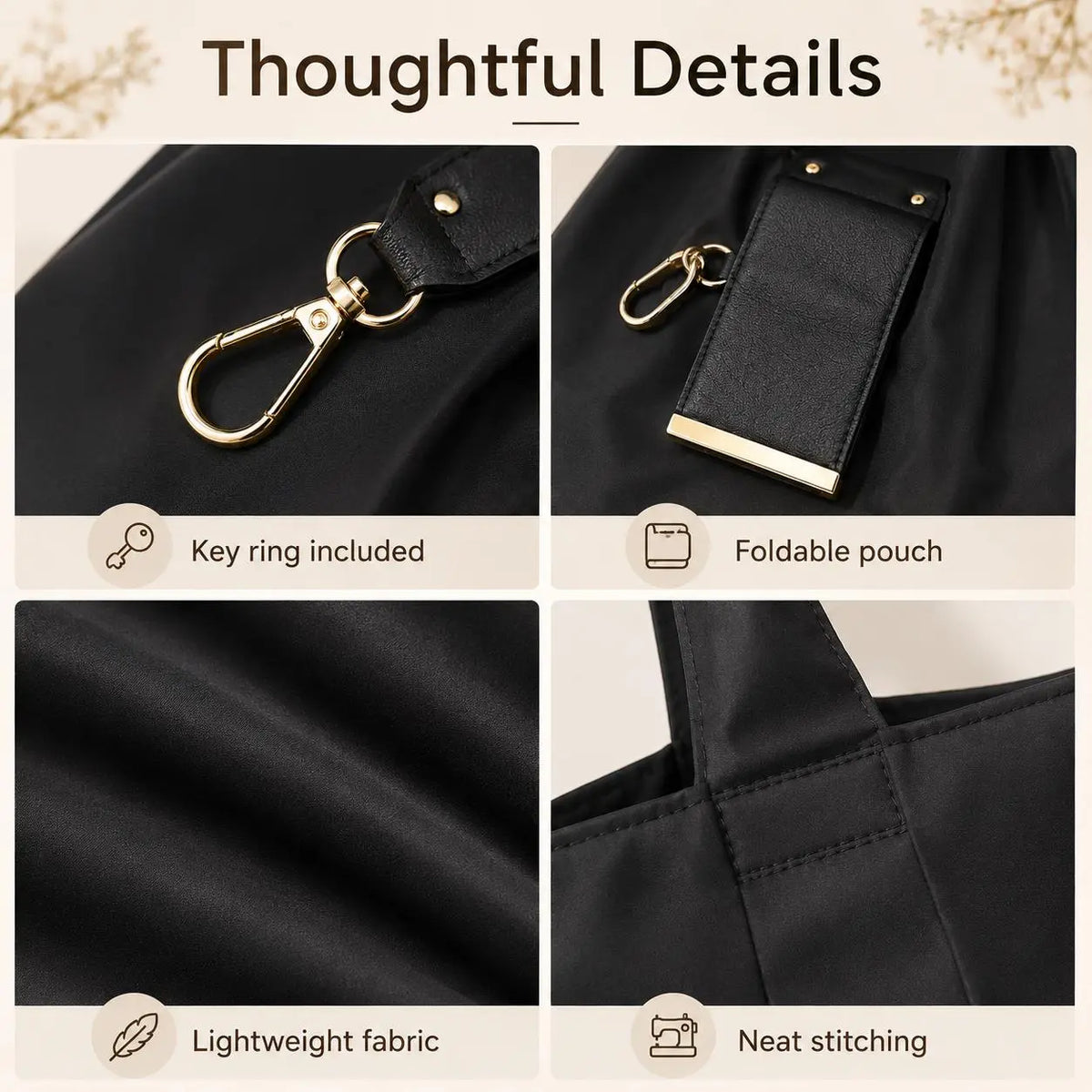 🛒Last Day 70% off! -Foldable Keychain Tote Bag – Pocket-Size Reusable Shopping Bag