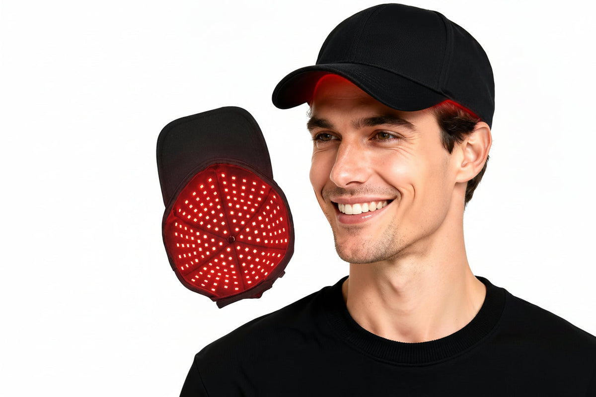 Red Light Hair Growth Cap for Men & Women, 528 Total Light Emitters | Cordless 5000mAh controller with 660nm red and 850nm NIR light, adjustable sessions, full-scalp coverage