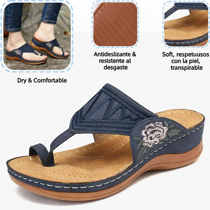 Retro-style embroidered summer sandals | Ergonomic arch support — Walk all day without fatigue | Non-slip and breathable