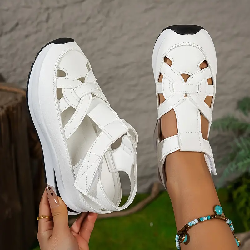 Free Delivery – BQODQO® Women's Soft Adjustable Comfort Sandals with Hook & Loop Closure – Perfect Fit for Wide & Narrow Feet