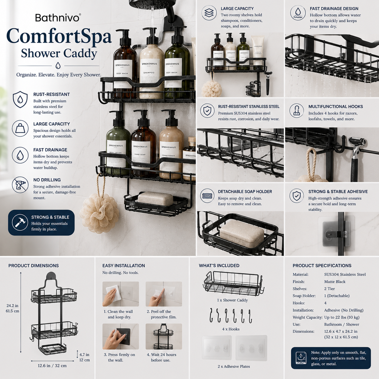 Bathnivo® ComfortSpa Shower Caddy