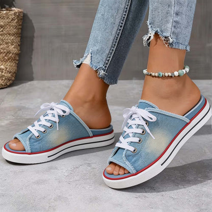 𝐋𝐀𝐒𝐓 𝐃𝐀𝐘: 𝟖𝟎% 𝐎𝐅𝐅🏆: Comfortable Women's Denim Canvas Slip-On Sandals