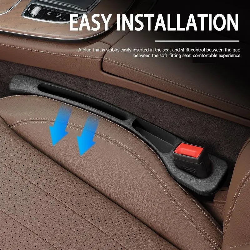 Car Interior Seat Gap Filler Leak Proof Storage PU Leather Bag (Brown/Black)