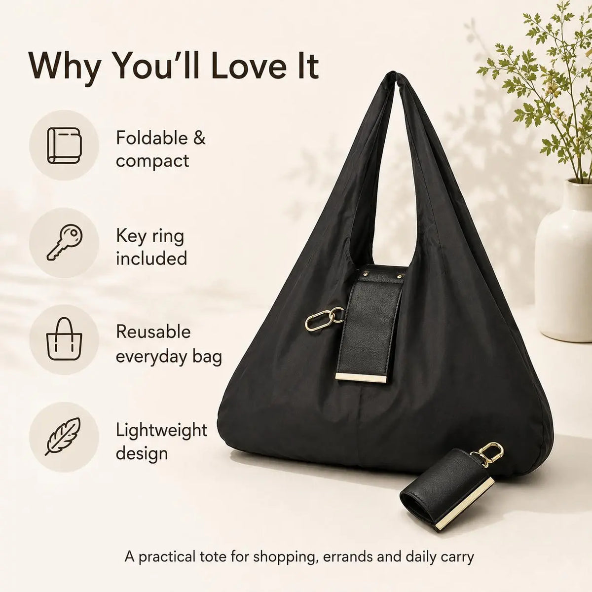 🛒Last Day 70% off! -Foldable Keychain Tote Bag – Pocket-Size Reusable Shopping Bag