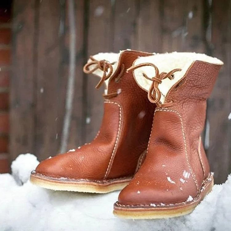 🔥Last Day 50% OFF - Waterproof Wool Lined Leather Orthopaedic Snow Boots