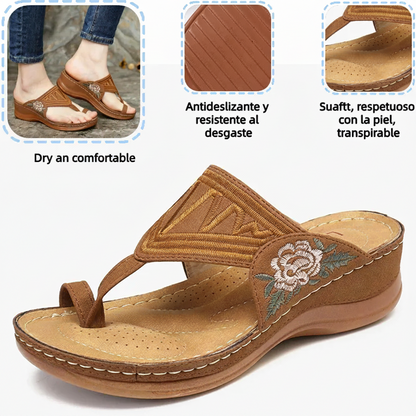 Retro-style embroidered summer sandals | Ergonomic arch support — Walk all day without fatigue | Non-slip and breathable
