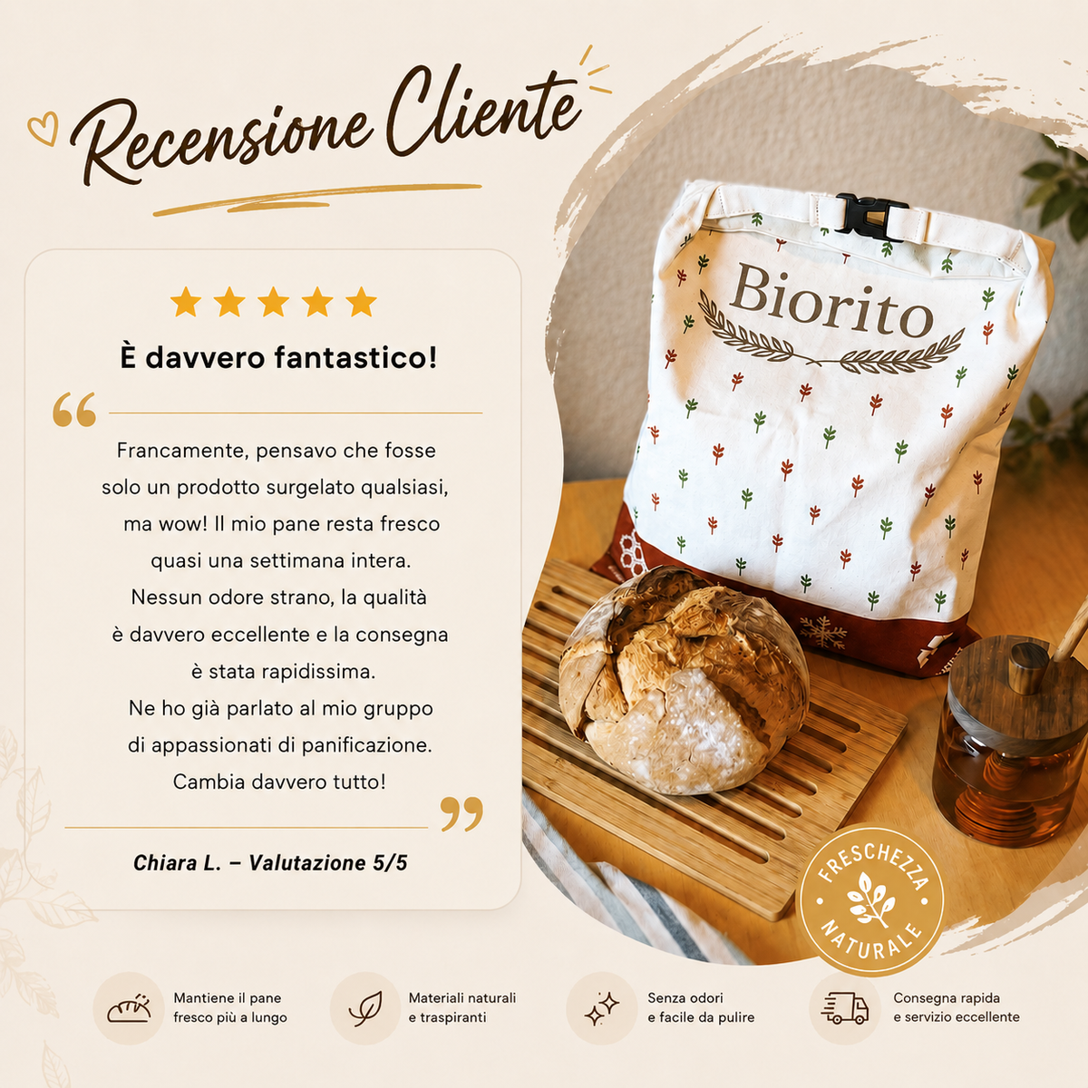Sac à Pain Premium en Coton 100% et Cire d'Abeille