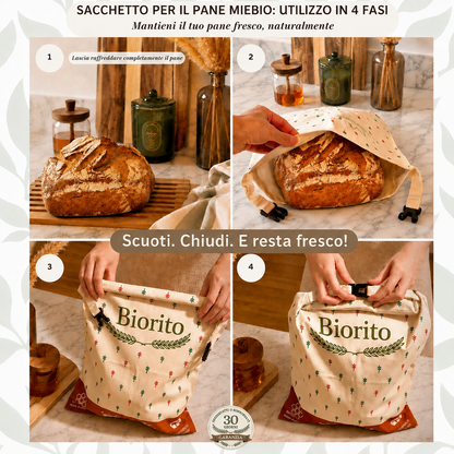 Sac à Pain Premium en Coton 100% et Cire d'Abeille