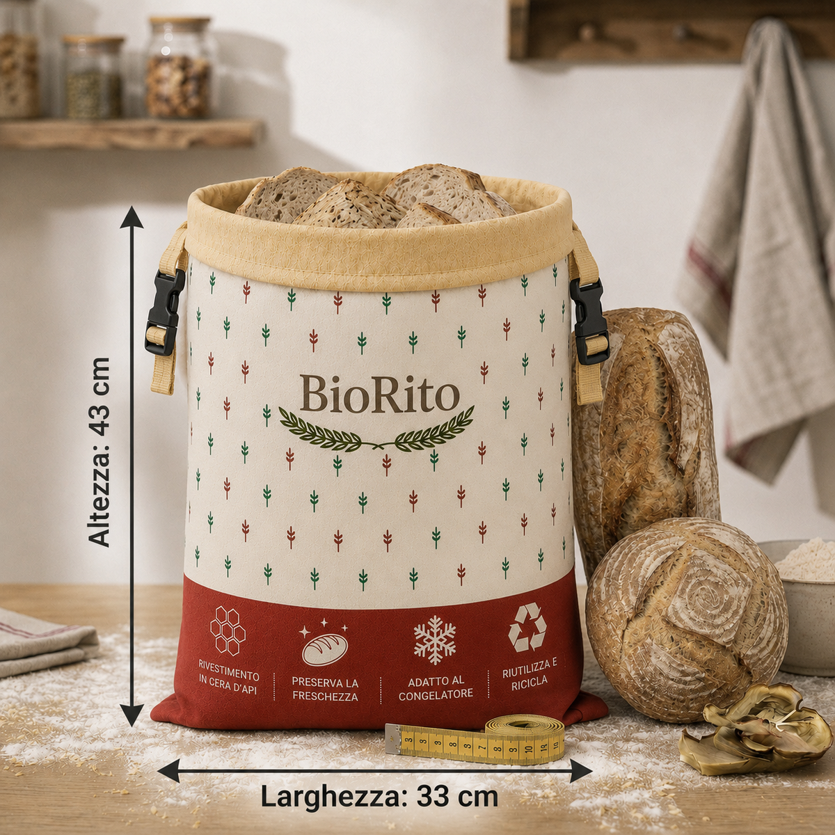 Sac à Pain Premium en Coton 100% et Cire d'Abeille